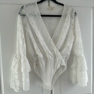 Boutique White Lace Bodysuit